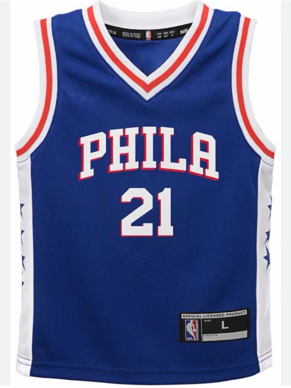 Nike Joel Embiid 76ers Jersey Youth Large Blue NBA PHILA #21 Swingman